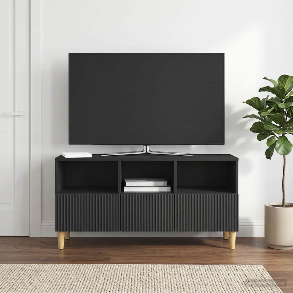 TV Cabinet with Drawer Black 102 x 34.5 x 50 cm Engineered Wood