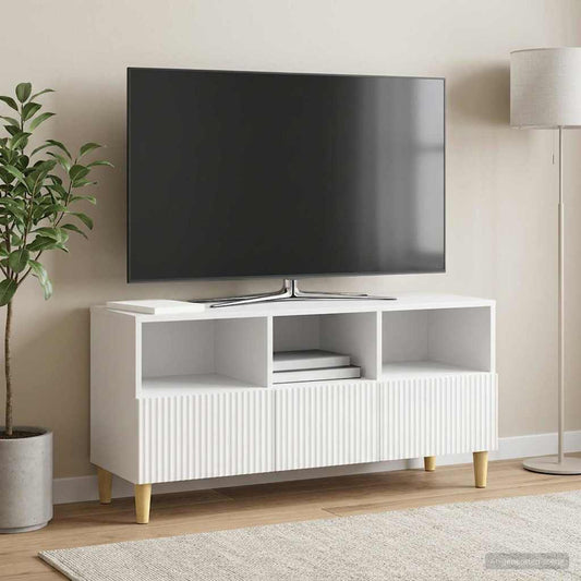 TV Cabinet High Gloss White 102 x 34.5 x 50 cm Engineered Wood