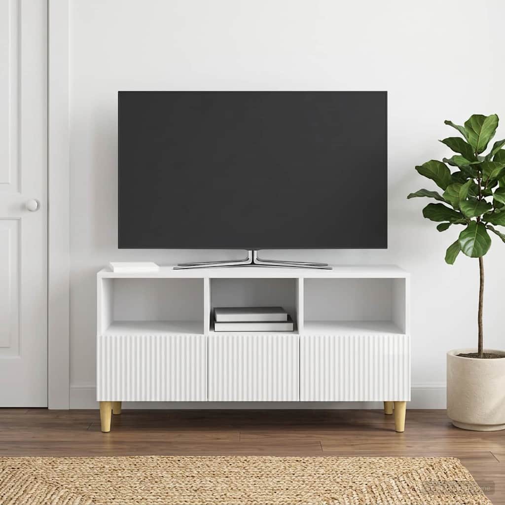 TV Cabinet High Gloss White 102 x 34.5 x 50 cm Engineered Wood