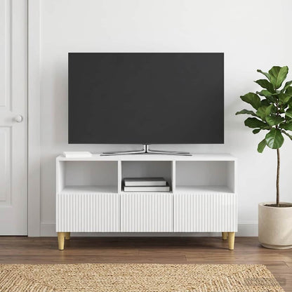 TV Cabinet High Gloss White 102 x 34.5 x 50 cm Engineered Wood