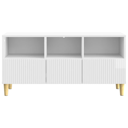TV Cabinet High Gloss White 102 x 34.5 x 50 cm Engineered Wood