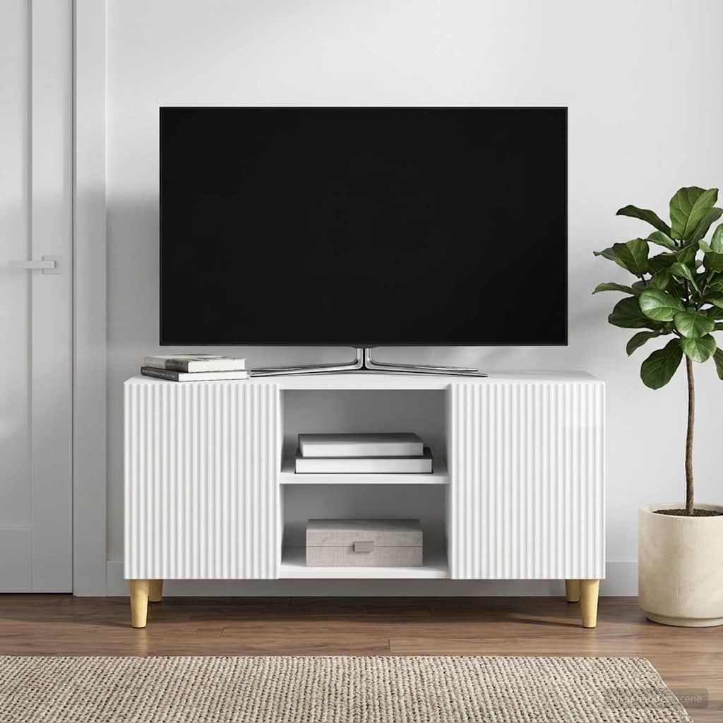 TV Cabinet High Gloss White 102 x 34.5 x 50 cm Engineered Wood