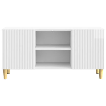 TV Cabinet High Gloss White 102 x 34.5 x 50 cm Engineered Wood
