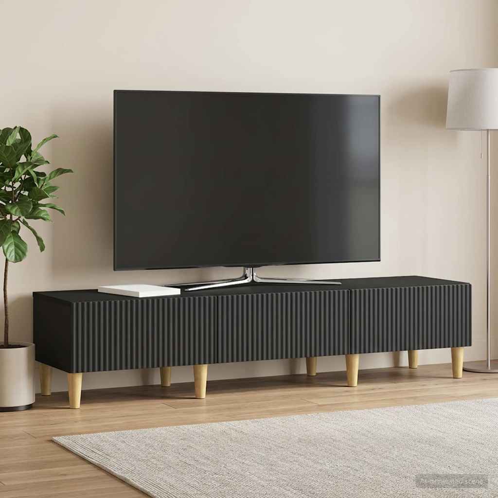 TV Cabinet with Drawer Black 147 x 34.5 x 30 cm Engineered Wood
