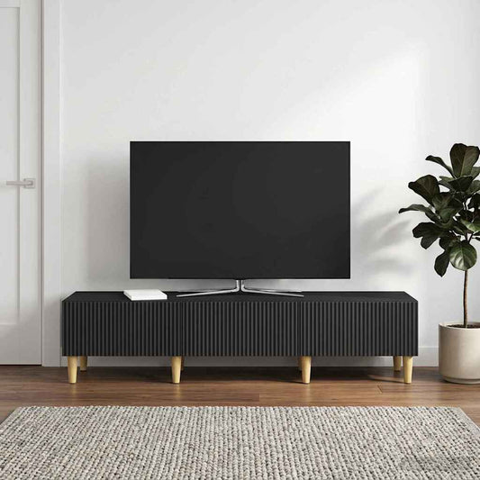 TV Cabinet with Drawer Black 147 x 34.5 x 30 cm Engineered Wood