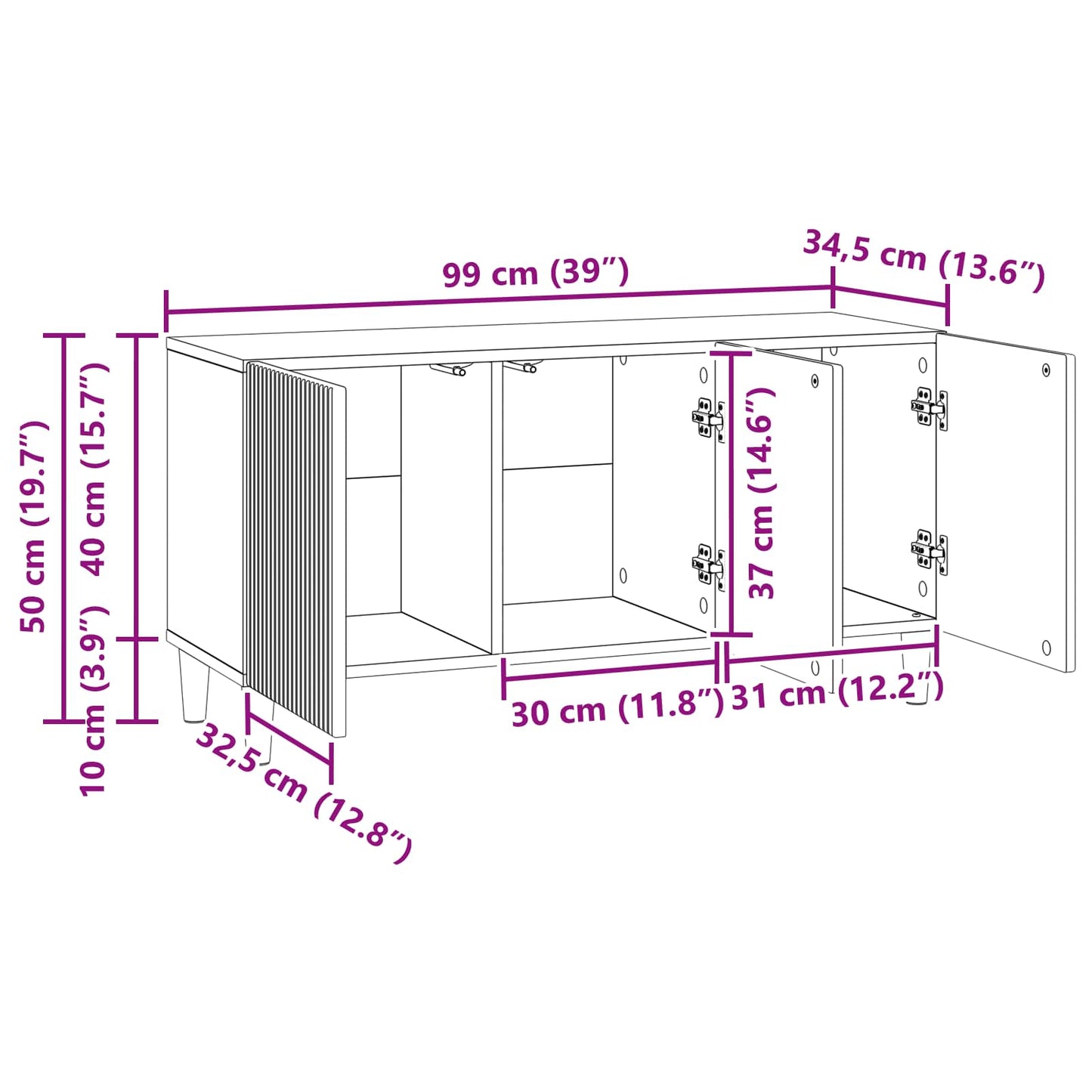 TV Cabinet Black 99 x 34.5 x 50 cm Engineered Wood
