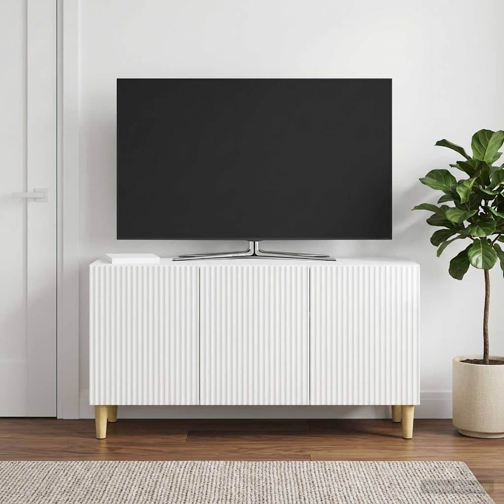 TV Cabinet High Gloss White 99 x 34.5 x 50 cm Engineered Wood