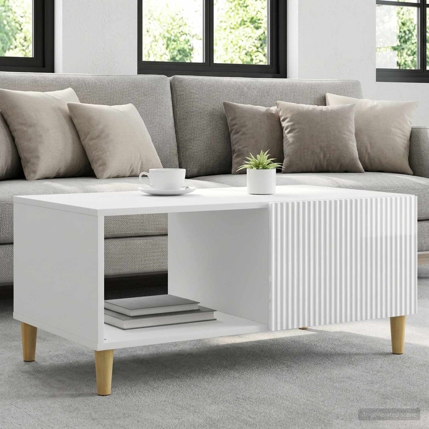 Coffee Table High Gloss White 90 x 50 x 40 cm Engineered Wood