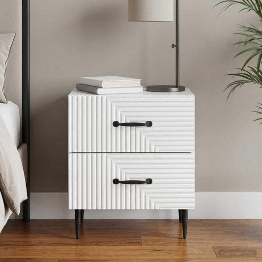 Bedside Cabinet White 43 x 34.5 x 47.5 cm Engineered Wood