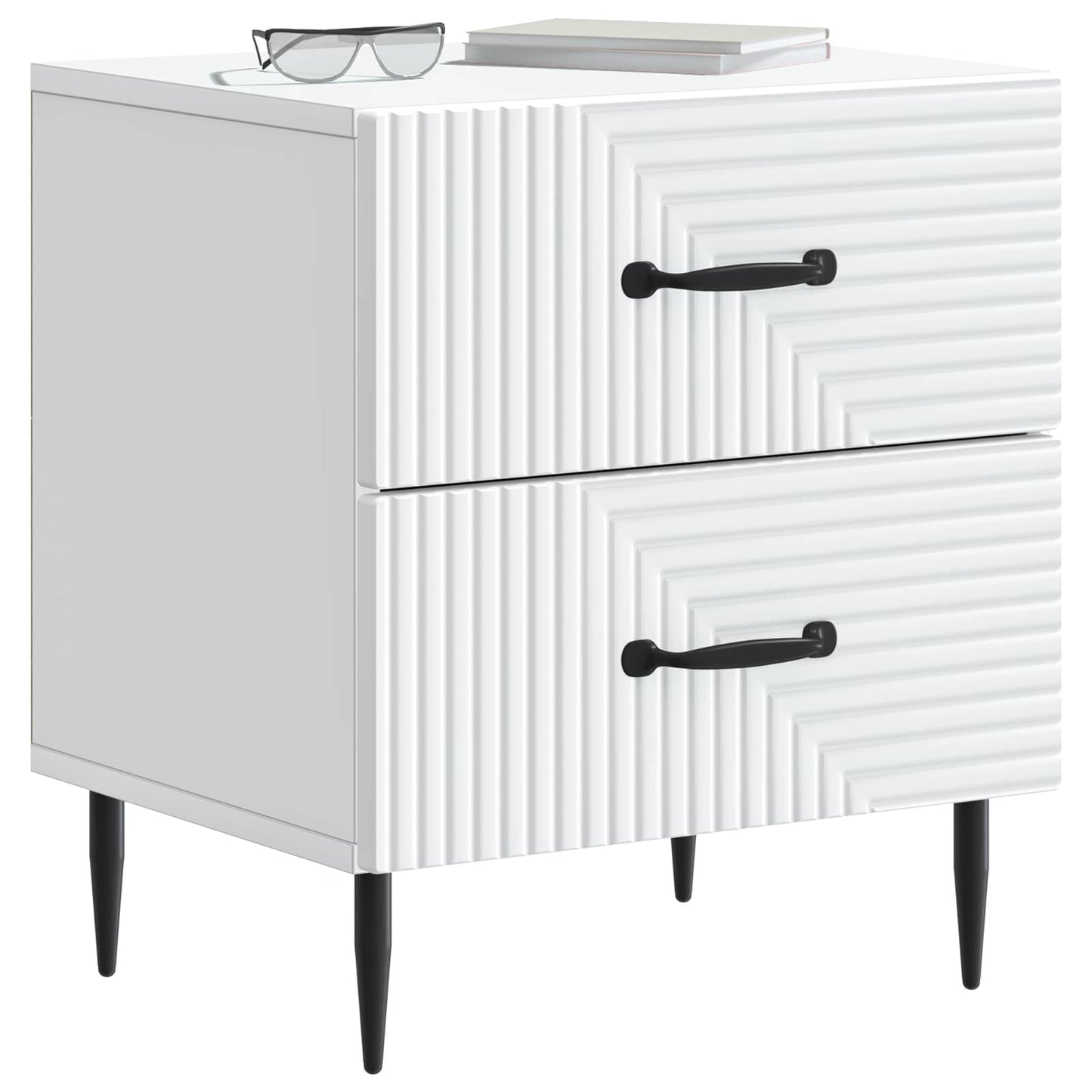 Bedside Cabinet White 43 x 34.5 x 47.5 cm Engineered Wood