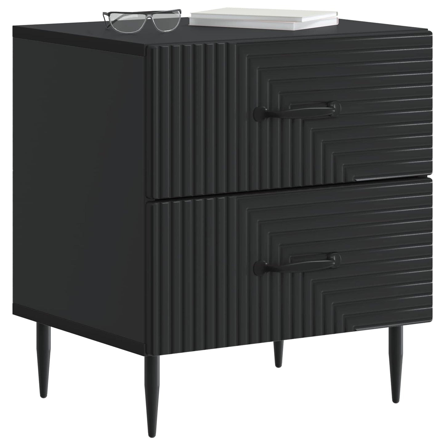 Bedside Cabinet Black 43 x 34.5 x 47.5 cm Engineered Wood