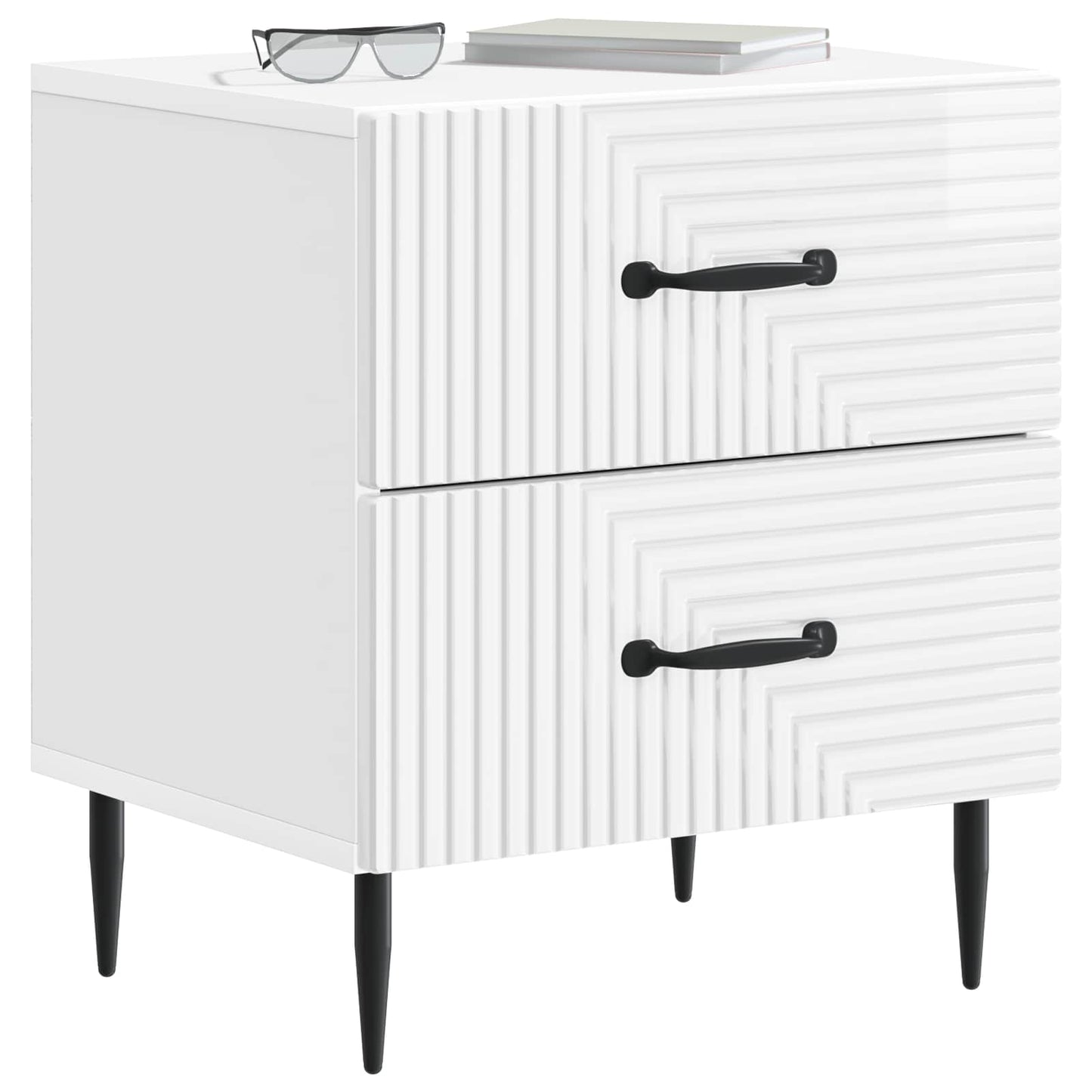 Bedside Cabinet High Gloss White 43 x 34.5 x 47.5 cm