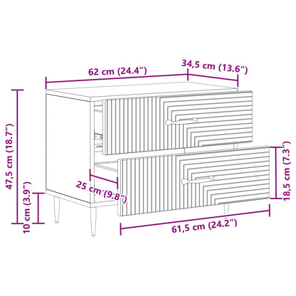 Bedside Cabinet Old Wood 62 x 34.5 x 47.5 cm Engineered Wood