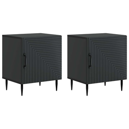 Bedside Cabinet 2 pcs Black 43 x 34.5 x 50 cm Engineered Wood
