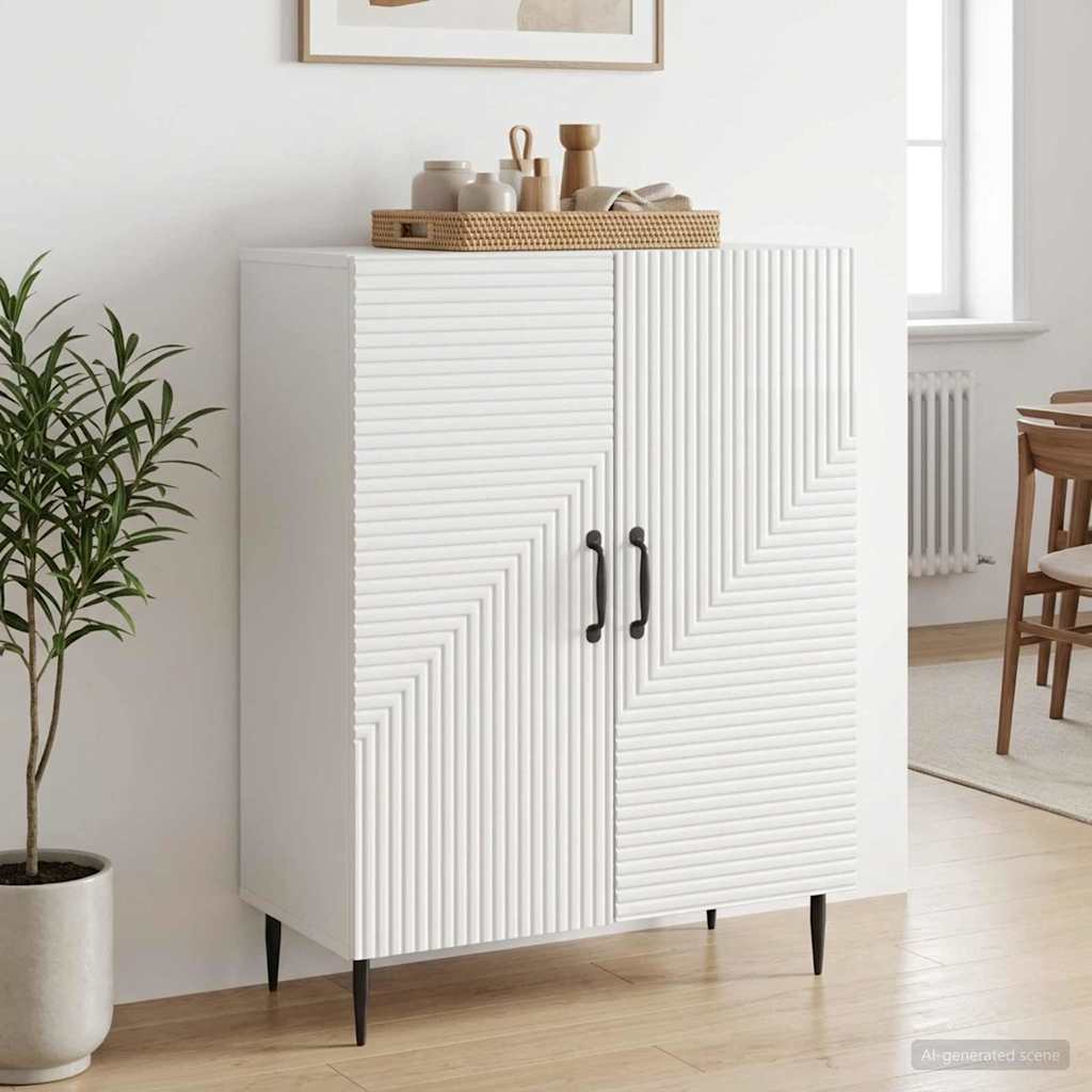 Sideboard High Gloss White 66 x 34.5 x 89.5 cm Engineered Wood