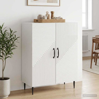 Sideboard High Gloss White 66 x 34.5 x 89.5 cm Engineered Wood