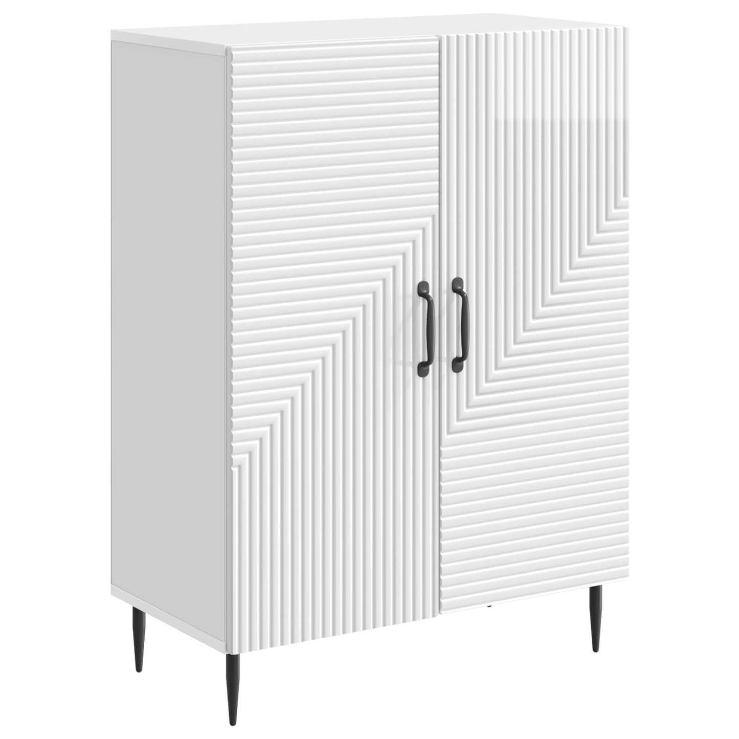 Sideboard High Gloss White 66 x 34.5 x 89.5 cm Engineered Wood
