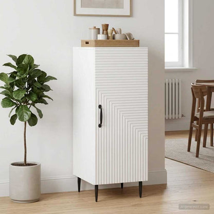 Sideboard High Gloss White 33 x 34.5 x 89.5 cm Engineered Wood