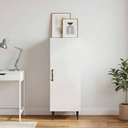 Sideboard High Gloss White 33 x 34.5 x 89.5 cm Engineered Wood