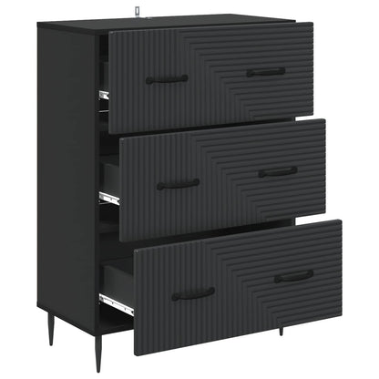 Drawer Cabinet Black 66 x 34.5 x 89.5 cm Engineered Wood