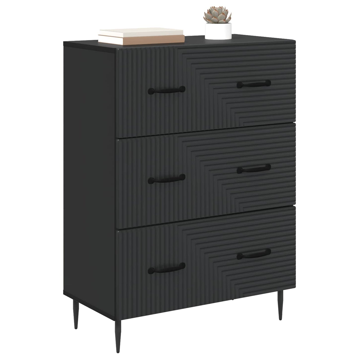 Drawer Cabinet Black 66 x 34.5 x 89.5 cm Engineered Wood