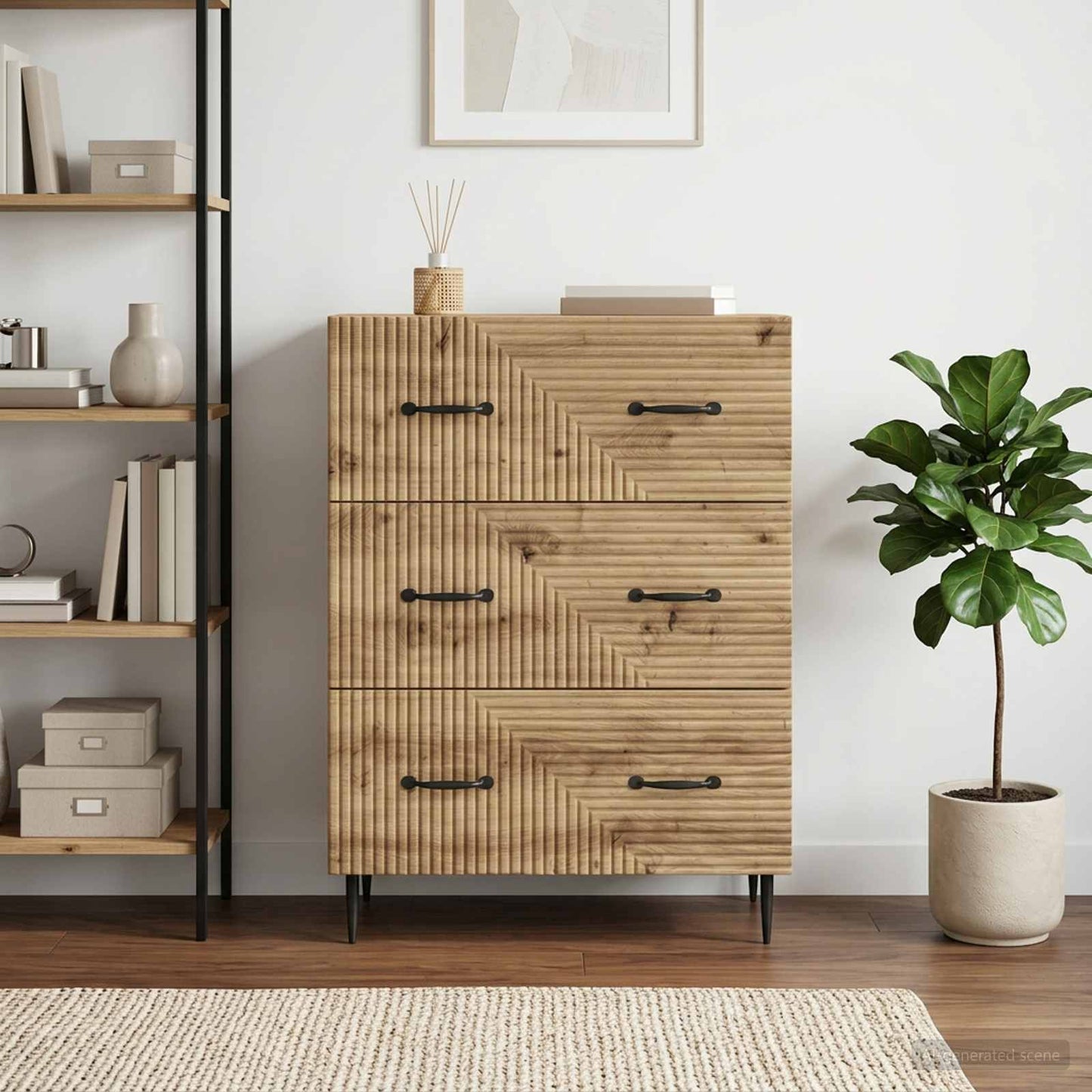 Drawer Cabinet Artisan Oak 66 x 34.5 x 89.5 cm Engineered Wood