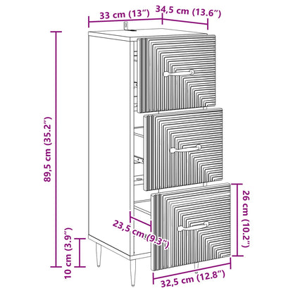 Drawer Cabinet White 33 x 34.5 x 89.5 cm Engineered Wood