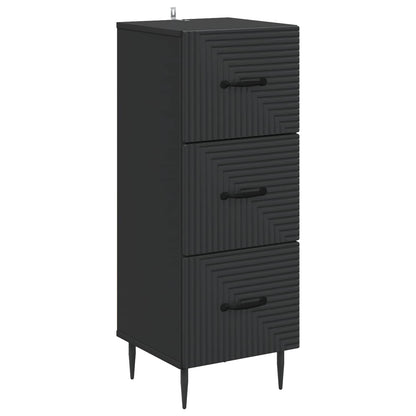 Drawer Cabinet Black 33 x 34.5 x 89.5 cm Engineered Wood