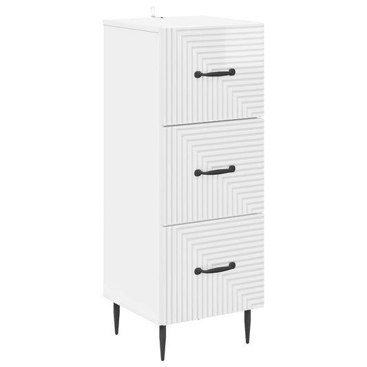 Drawer Cabinet High Gloss White 33 x 34.5 x 89.5 cm