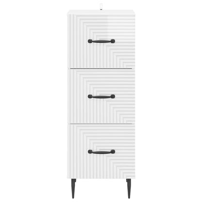 Drawer Cabinet High Gloss White 33 x 34.5 x 89.5 cm