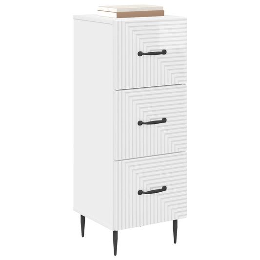 Drawer Cabinet High Gloss White 33 x 34.5 x 89.5 cm