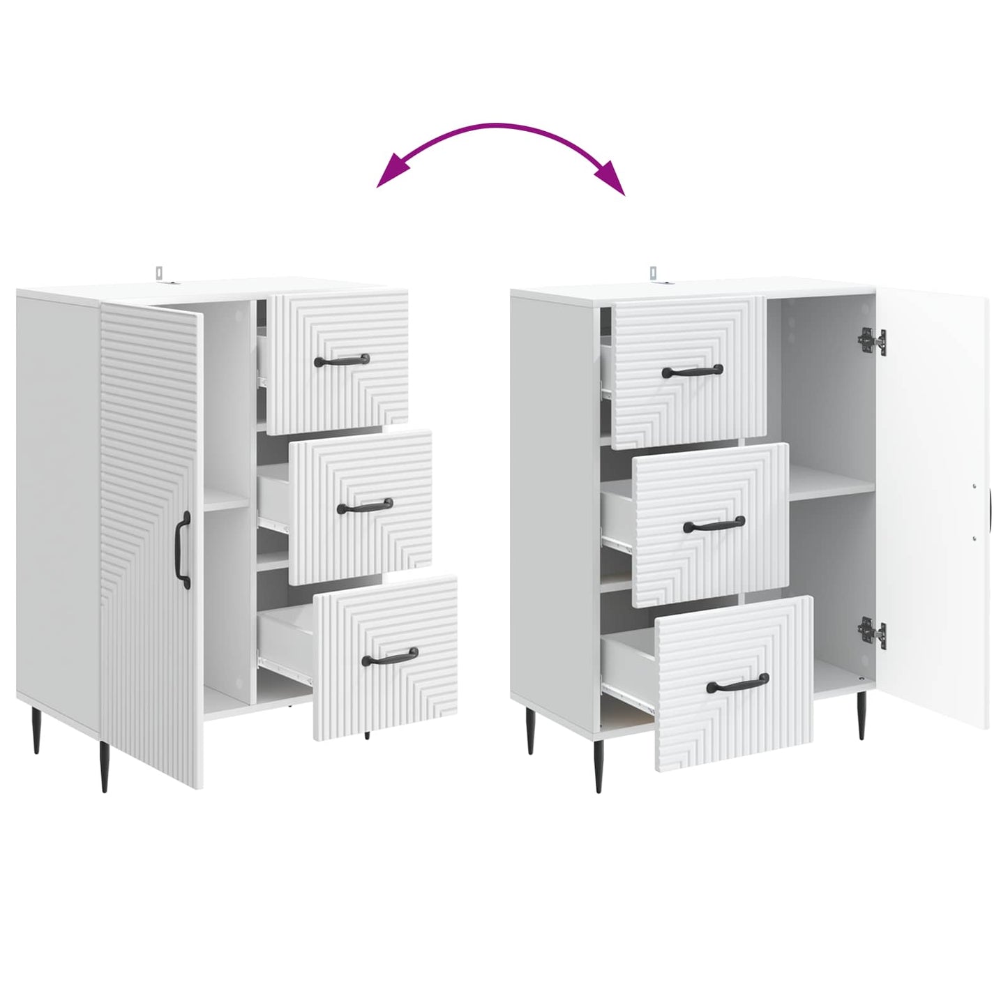 Sideboard with Drawer White 66 x 34.5 x 89.5 cm Engineered Wood