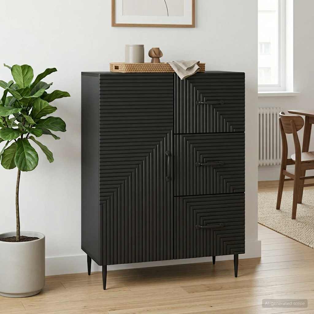 Sideboard with Drawer Black 66 x 34.5 x 89.5 cm Engineered Wood