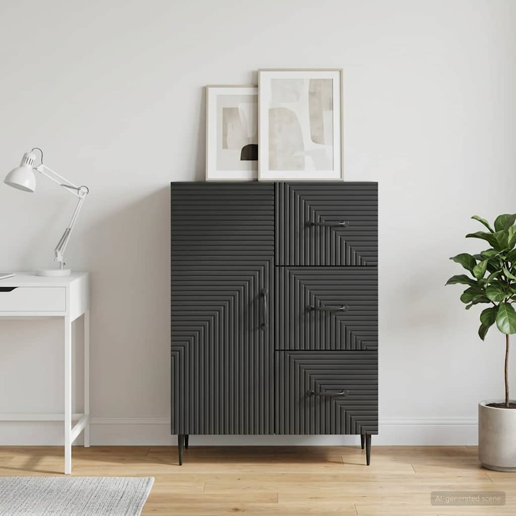 Sideboard with Drawer Black 66 x 34.5 x 89.5 cm Engineered Wood