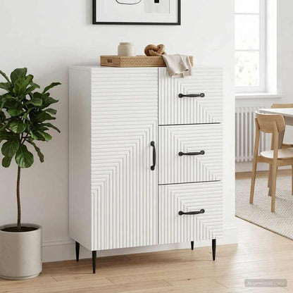 Sideboard High Gloss White 66 x 34.5 x 89.5 cm Engineered Wood