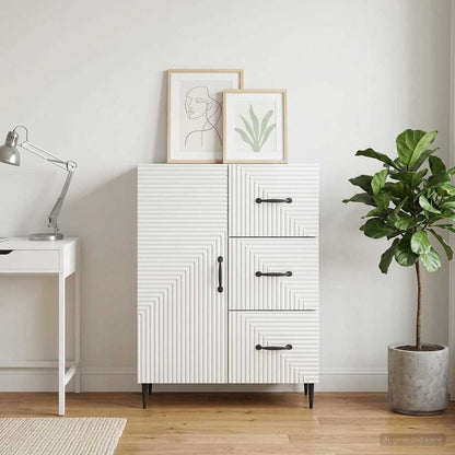 Sideboard High Gloss White 66 x 34.5 x 89.5 cm Engineered Wood