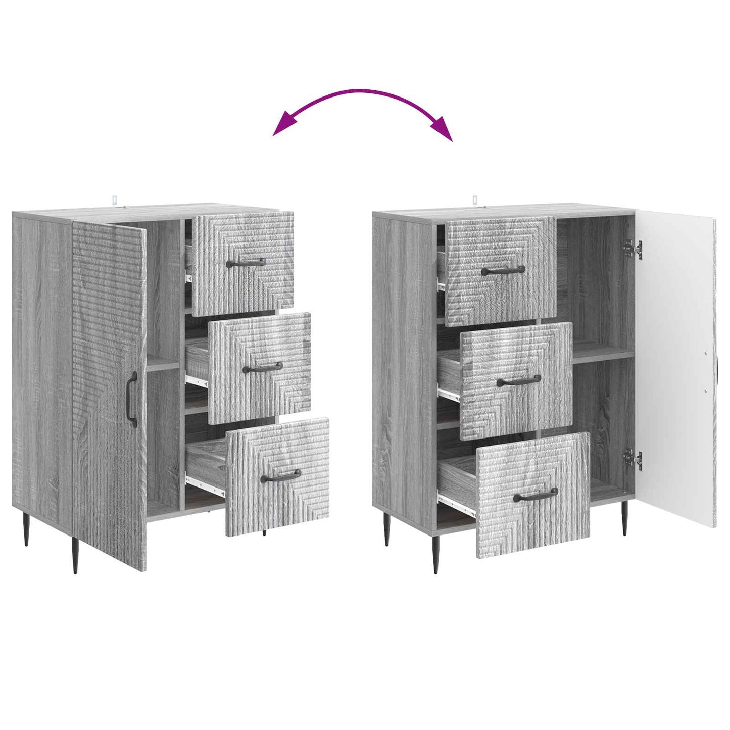 Sideboard Grey Sonoma 66 x 34.5 x 89.5 cm Engineered Wood