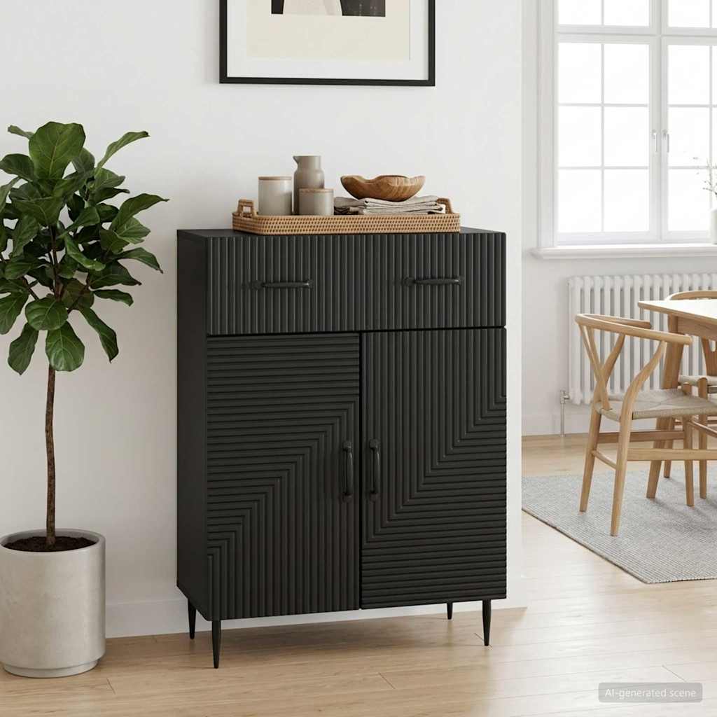 Sideboard with Drawer Black 66 x 34.5 x 89.5 cm Engineered Wood