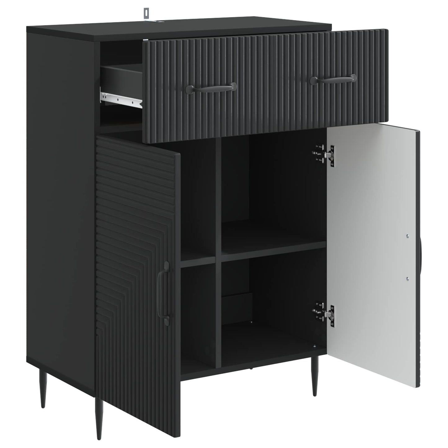 Sideboard with Drawer Black 66 x 34.5 x 89.5 cm Engineered Wood