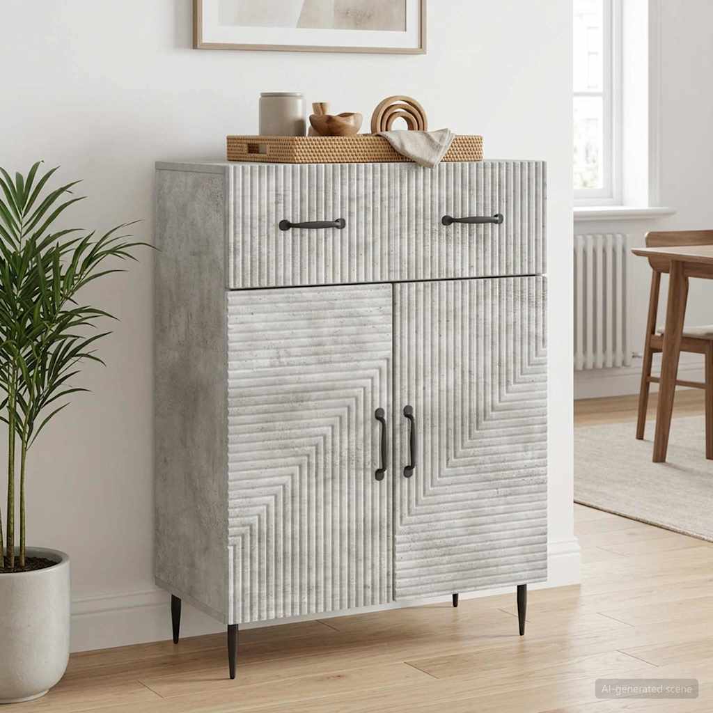 Sideboard Concrete Grey 66 x 34.5 x 89.5 cm Engineered Wood