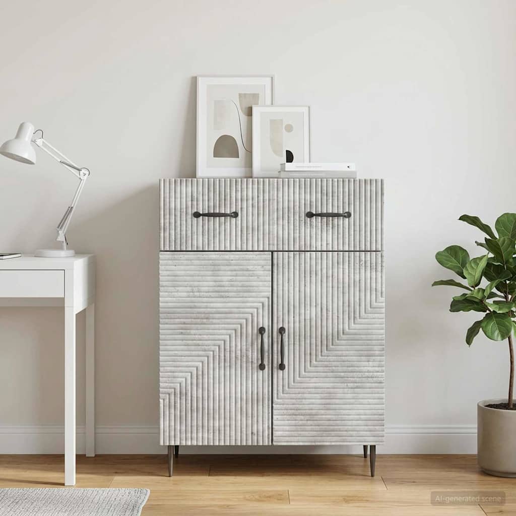 Sideboard Concrete Grey 66 x 34.5 x 89.5 cm Engineered Wood