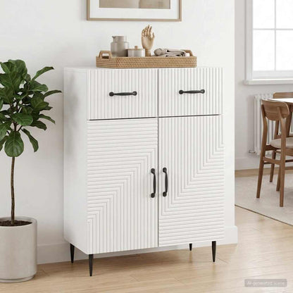 Sideboard High Gloss White 66 x 34.5 x 89.5 cm Engineered Wood