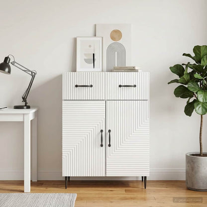 Sideboard High Gloss White 66 x 34.5 x 89.5 cm Engineered Wood