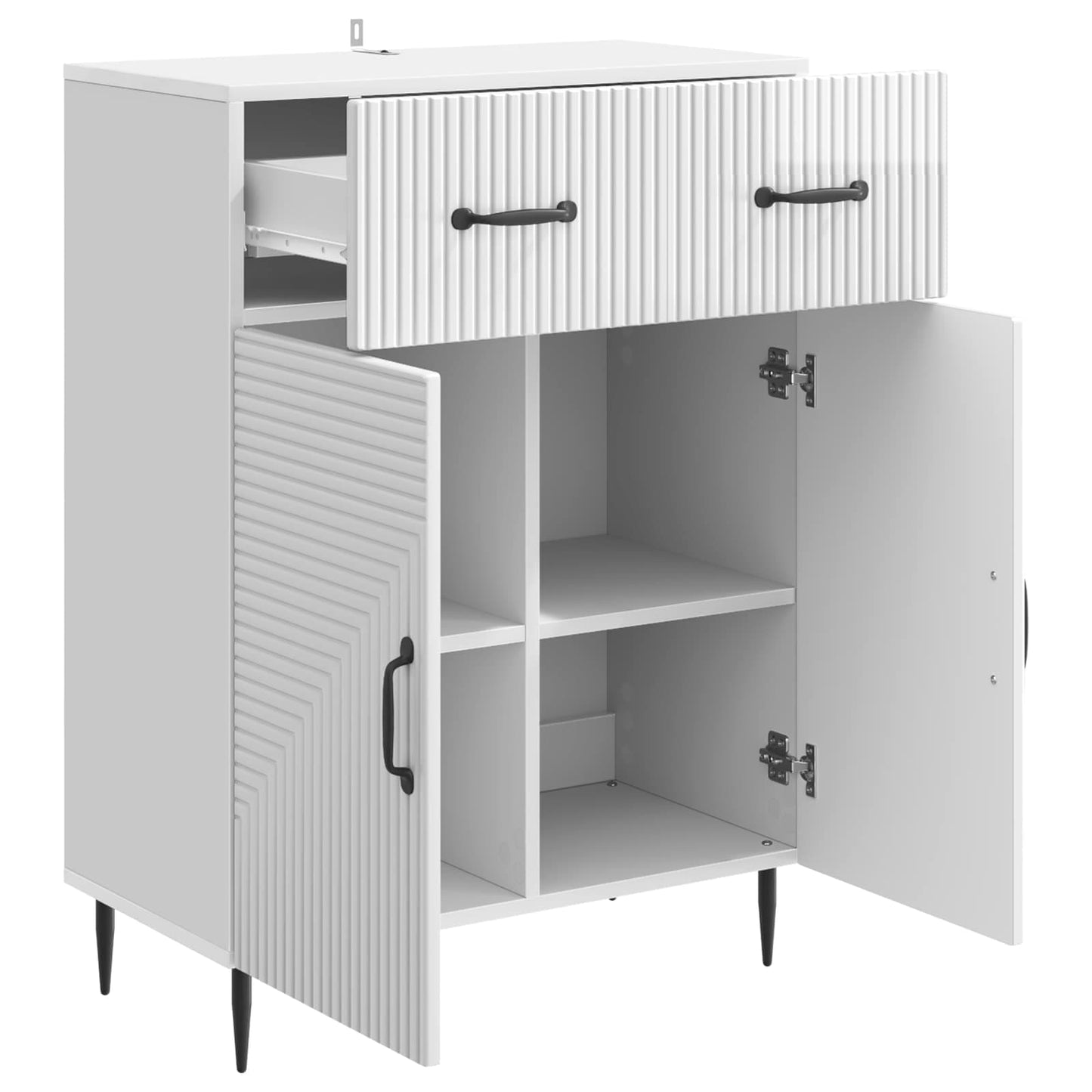 Sideboard High Gloss White 66 x 34.5 x 89.5 cm Engineered Wood