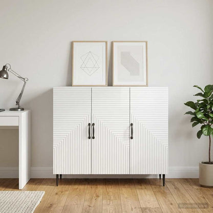 Sideboard High Gloss White 89 x 34.5 x 80 cm Engineered Wood