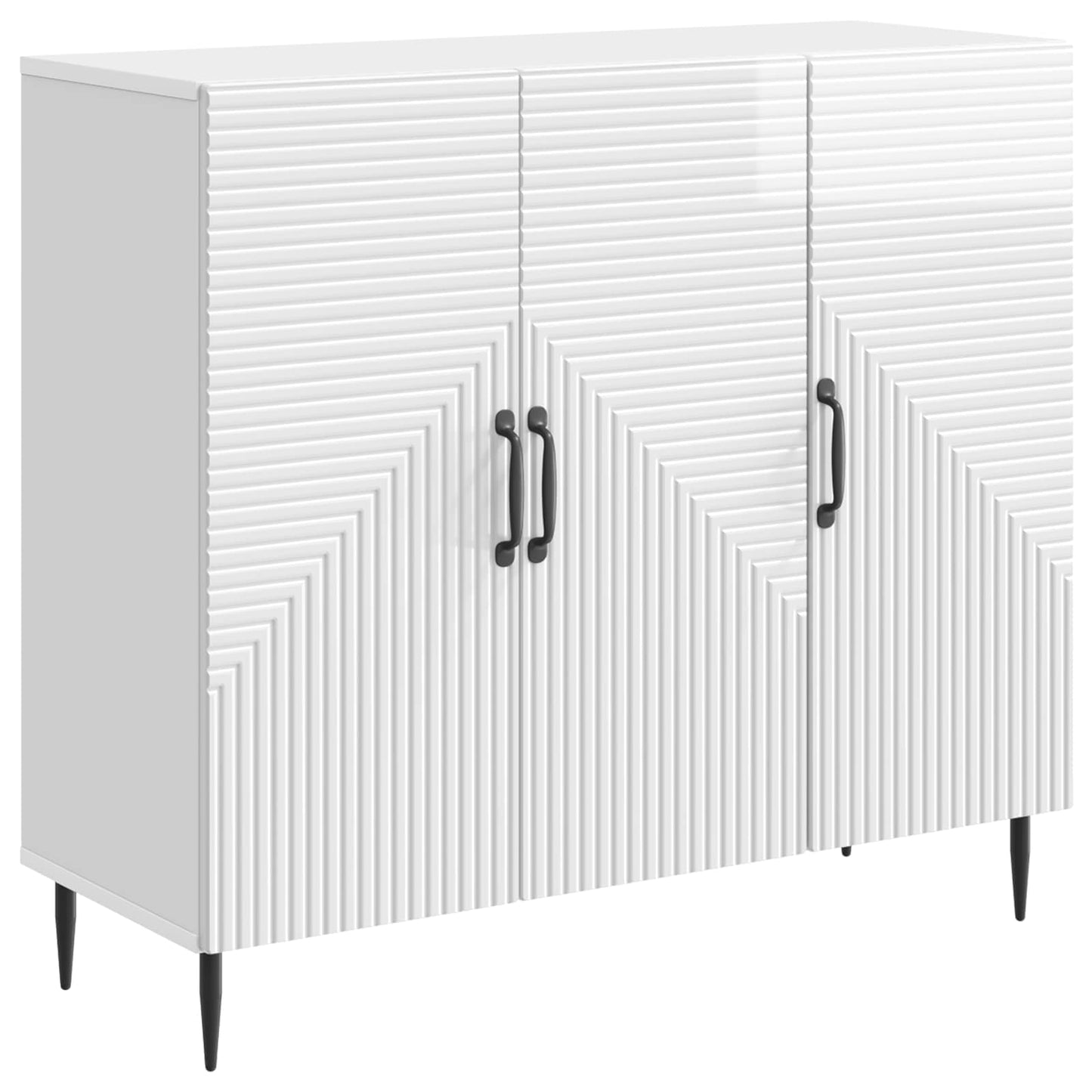 Sideboard High Gloss White 89 x 34.5 x 80 cm Engineered Wood