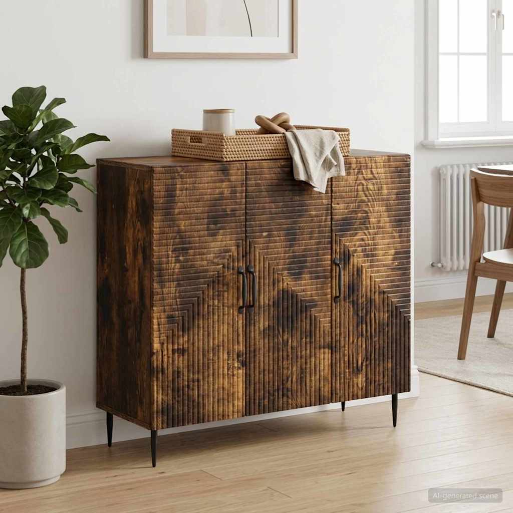 Sideboard Smoked Oak 89 x 34.5 x 80 cm Engineered Wood