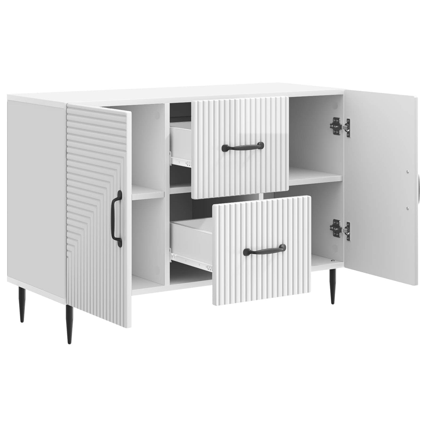 Sideboard High Gloss White 89 x 34.5 x 60 cm Engineered Wood