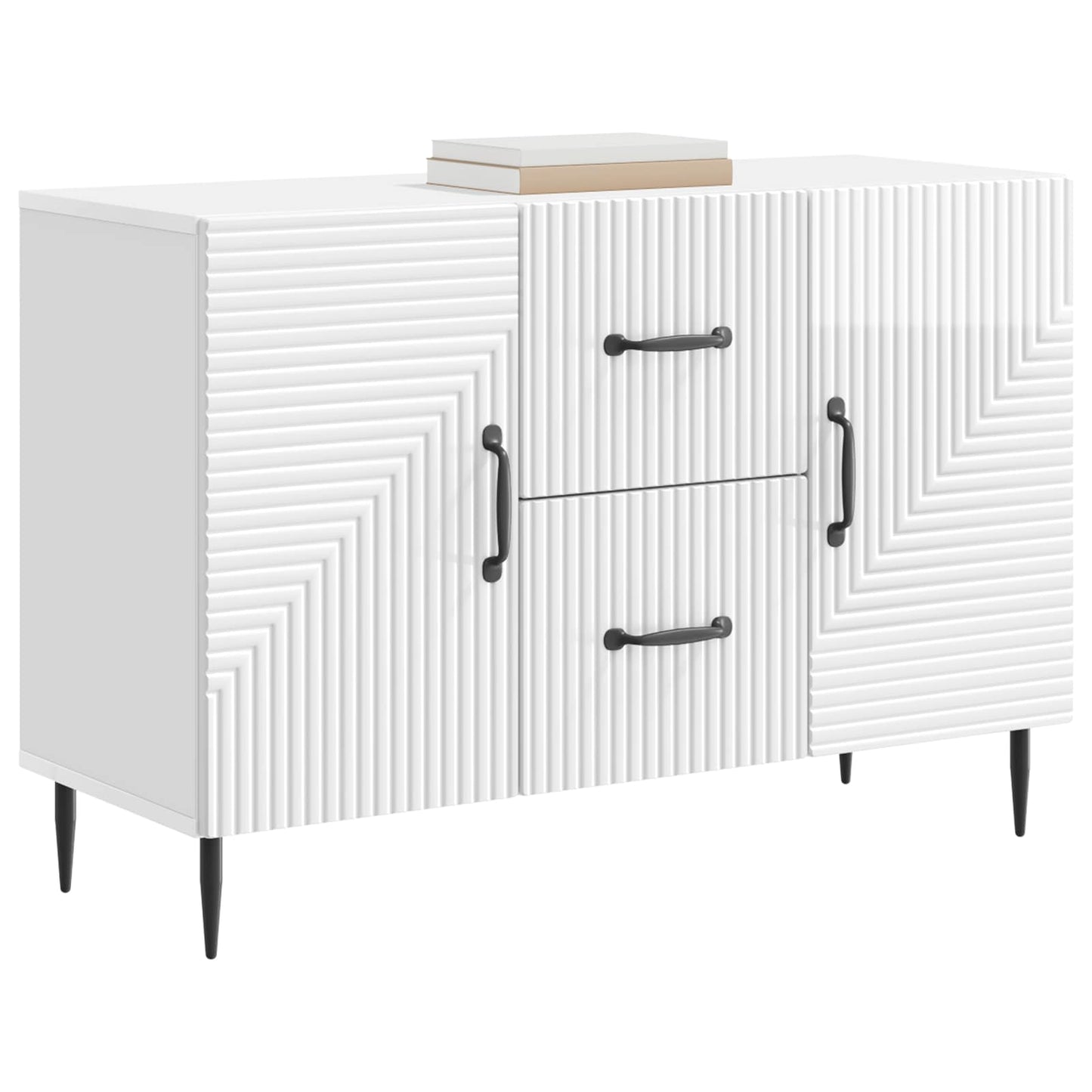 Sideboard High Gloss White 89 x 34.5 x 60 cm Engineered Wood