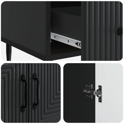 Sideboard with Drawer Black 66 x 34.5 x 95 cm Engineered Wood